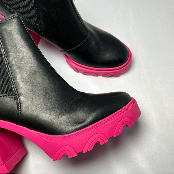 Sorel Brex Waterproof High-Heel Chelsea Boots Black Cactus Pink Size 7.5 - Picture 8 of 16